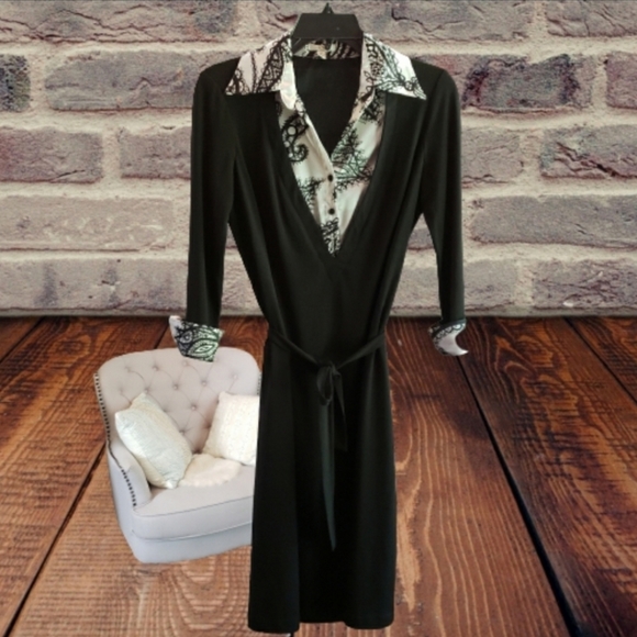 Cache collared long sleeve no wrinkle stretch jersey material dress - Picture 3 of 9